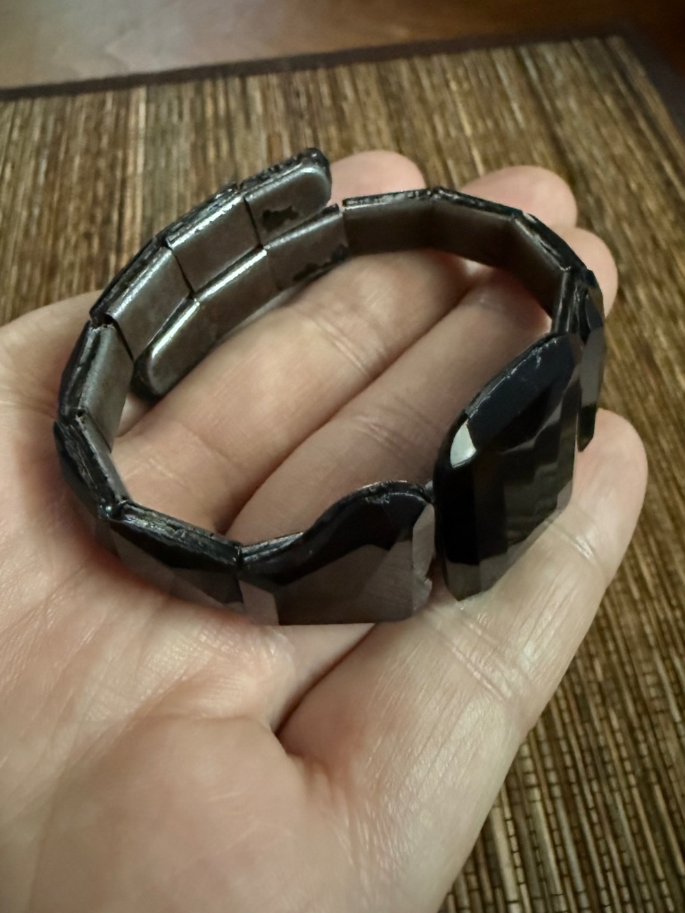 Victorian French Jet Bracelet - Whitby Jet Glass Metal - Antique Vintage Black